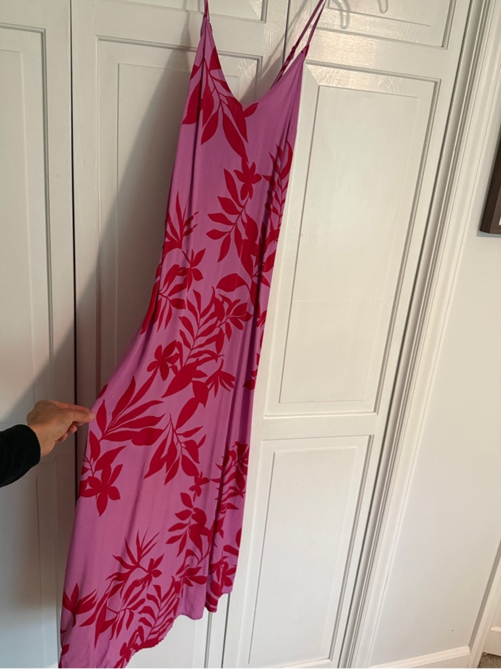 Old Navy Pink Maxi Dress with Red Floral Print